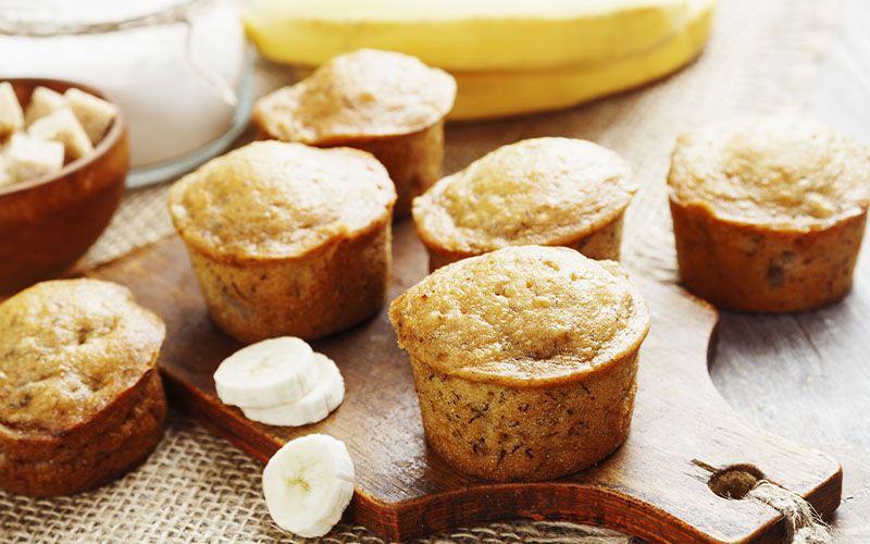 Muffins de banana aptos para diabéticos
